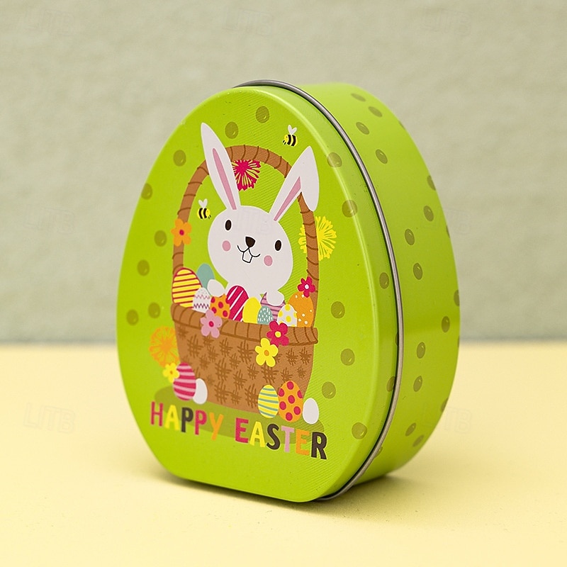 1pc Easter Bunny Egg Shape Tin Box, Kids Gift Candy Container, Cute Metal Treat Case, Holiday Party Favor, Easter Basket Stuffer Storage Box 2026 - $9.99 –P2