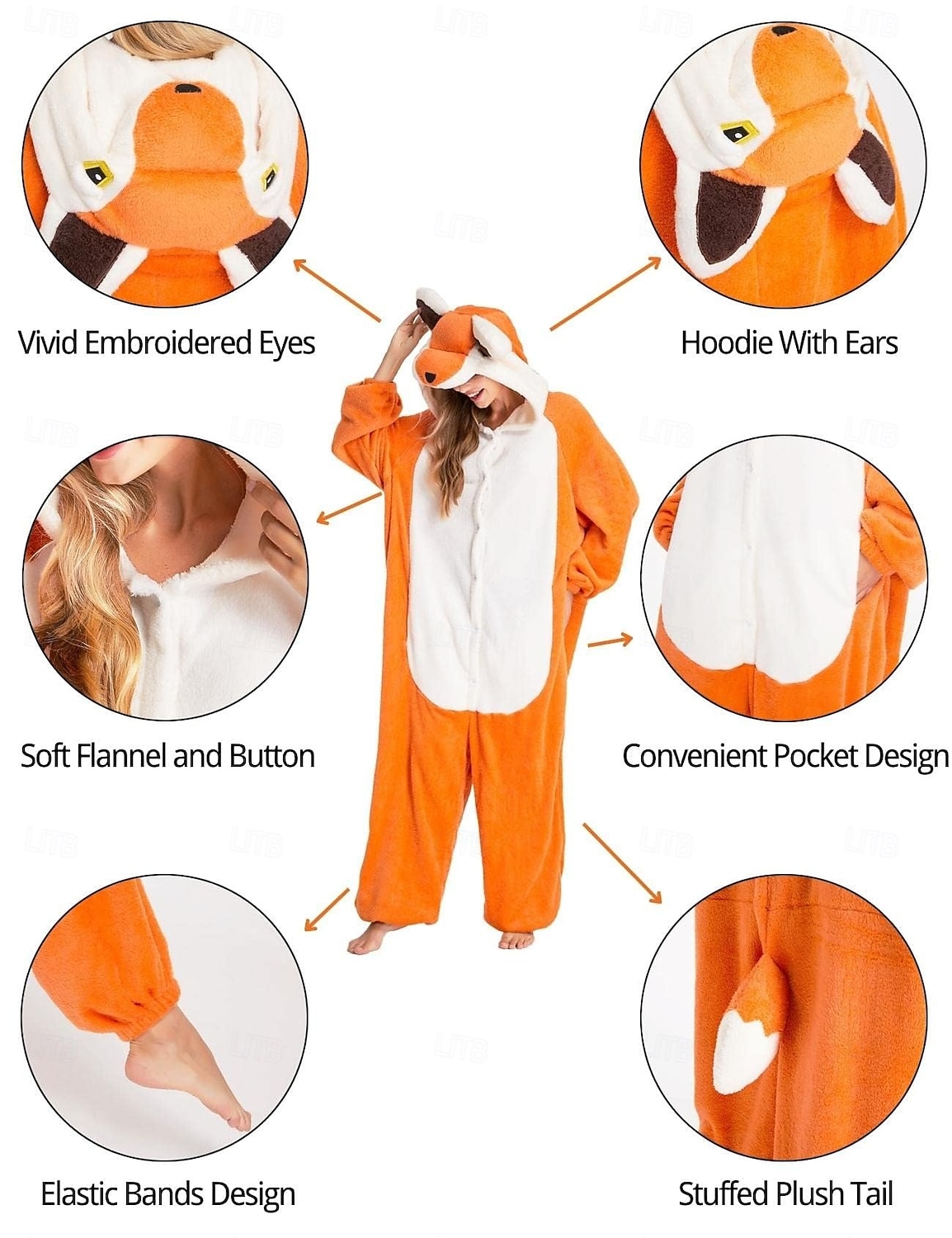 Pijamale Kigurumi Costum de grup Costumul Onesie Animal vulpe rosie Cald Confortabil Capișon Lână  Adulți Bărbați Pentru femei Unisex Halloween Carnaval Petrecere Performanță homewear Îmbrăcați-vă 2026 - $41.99 –P5