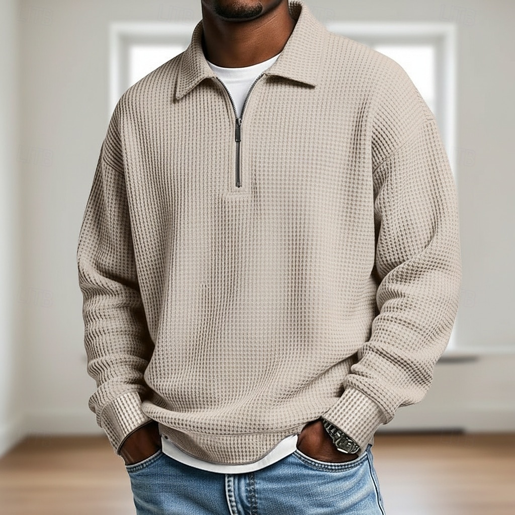 Per uomo Magliette Polo a Nido d'Ape Testurizzato Casuale All'aperto Con cerniera Zip a un quarto Manica Lunga Moda Moderno Tinta unica Testurizzato Lavorato a maglia Primavera & Autunno Tutte le del 2026 a $25.99 –P7