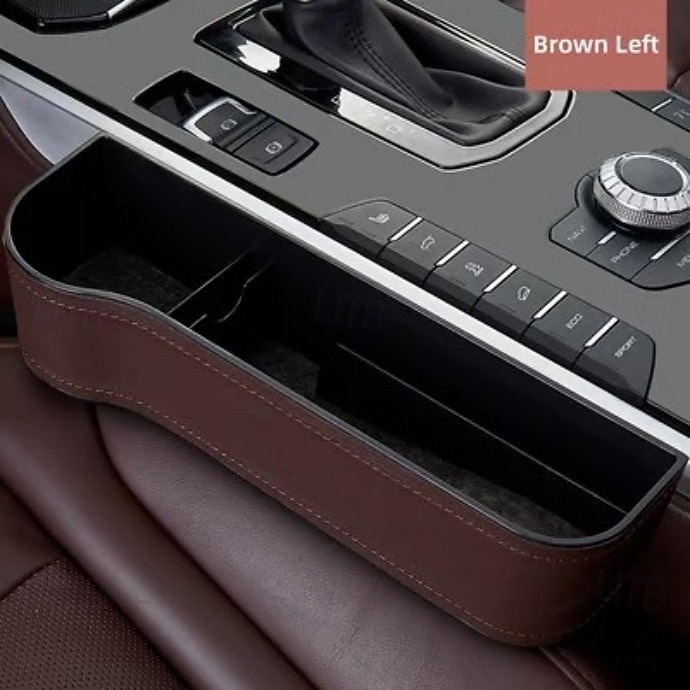 2-pack multifunktionell bilsätesorganisatör i läder, utfyllnadsorganisatör för bilsäten med mugghållare &förvaringsfack/väska – passar framsätet, rymmer telefon, glasögon, nycklar, julklappar till 2026 - $21.99 –P5