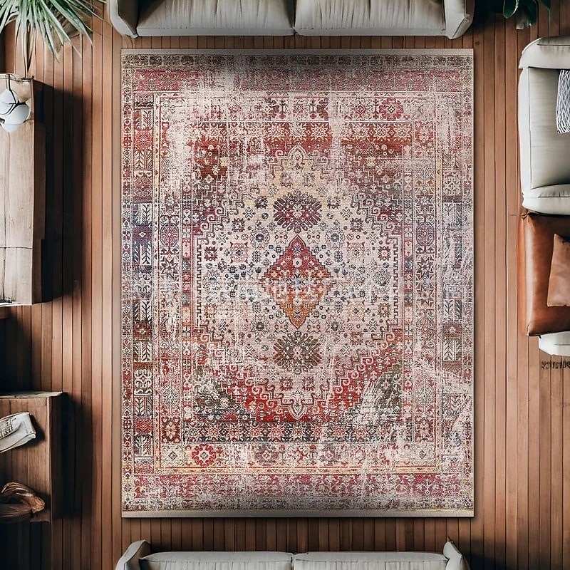 Vintage persisk matta, fläckbeständig och lätt att rengöra, etnisk soffpläd, halkfri sängmatta i sovrummet, slitstark och elegant golvdekor i vardagsrummet 2026 - $3.99 –P12