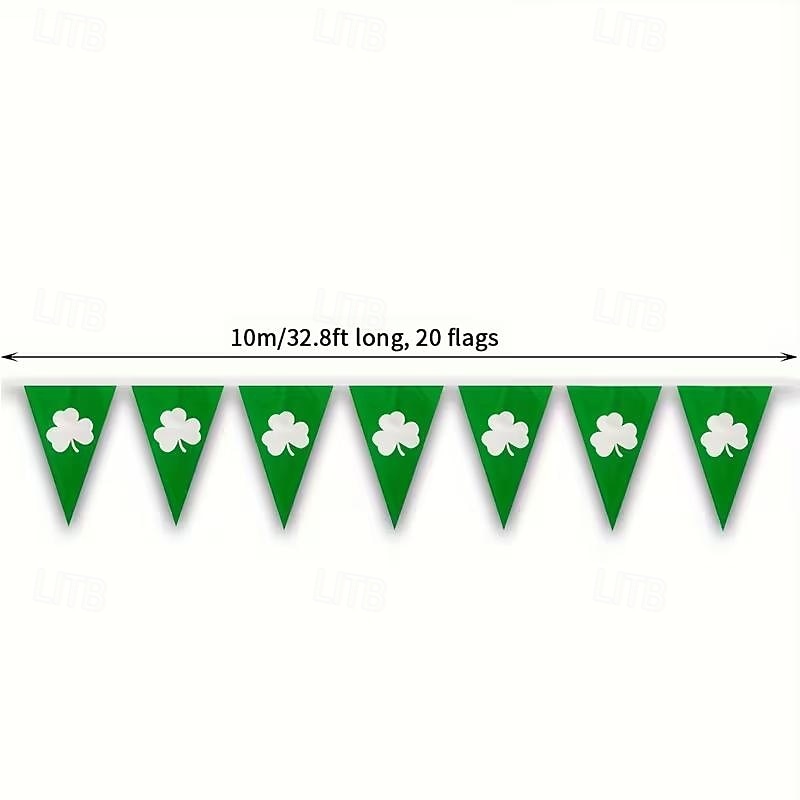 St. Patrick's Day Triangle Flag Banner, Shamrock Pennant Garland for Indoor & Outdoor Party Decorations, Seasonal Holiday Celebrations, Irish Festival Decor 2026 - $12.99 –P3