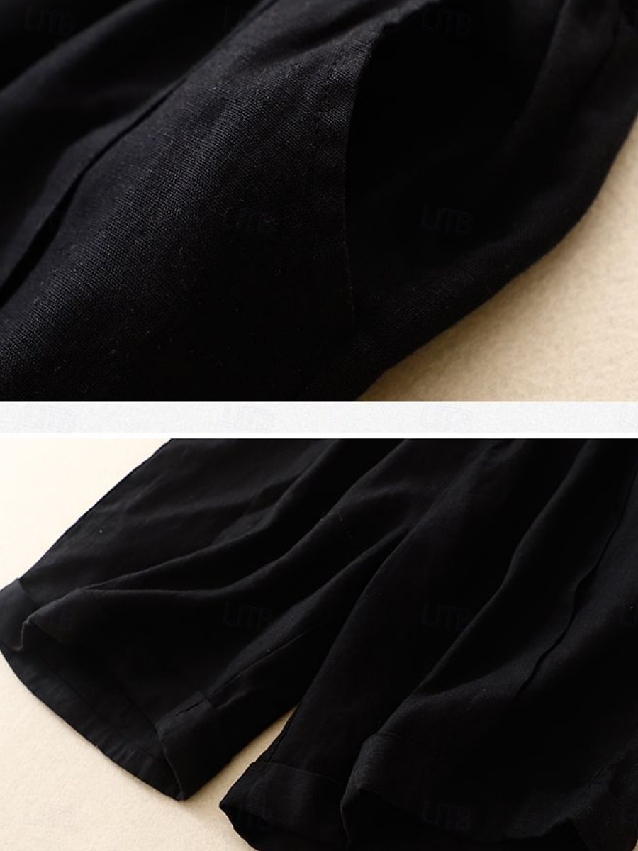 Women's Capri Pants Shorts Summer Shorts Beach Shorts Vacation Basic Casual Full Length High Waist Plain Pocket Wide Leg Elastic Waistband Quick Dry Soft Comfortable Stretchy Beach Holiday Blue Black 2026 - $22.99 –P13