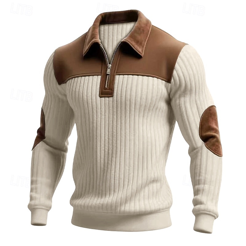 Per uomo Maglia Felpa con cappuccio Felpa con zip corta Maglia a coste Aalbicocca Nero Bianco Verde militare Colletto Mao Semplice Patchwork Testurizzato Casuale Quotidiano Sport & Outdoor Vintage del 2026 a $39.99 –P3