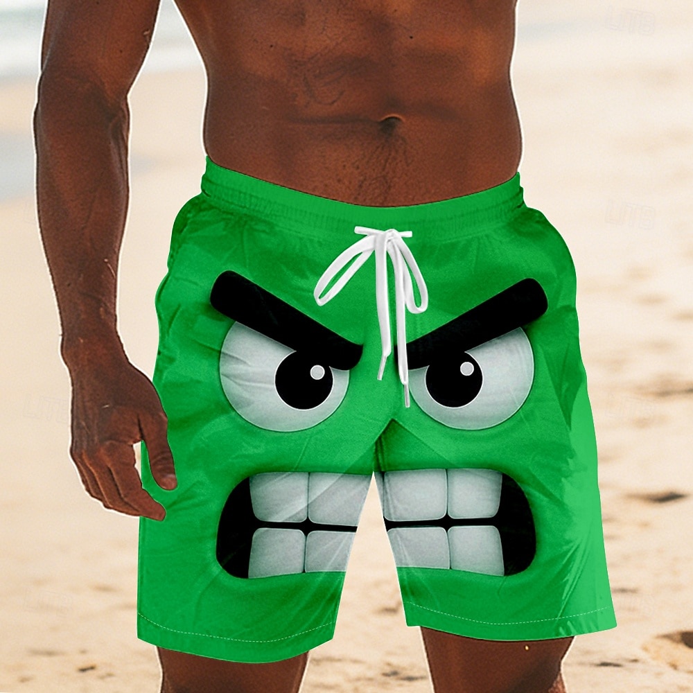 Per uomo Illusione ottica Fantasia "Cartone 3D" Faccia Sorridente Costumi da bagno Pantaloncini da mare Pantaloncini da Surf Misura del girovita medio Divertente Camicia hawaiana Vacanza al Mare del 2026 a $20.99 –P4