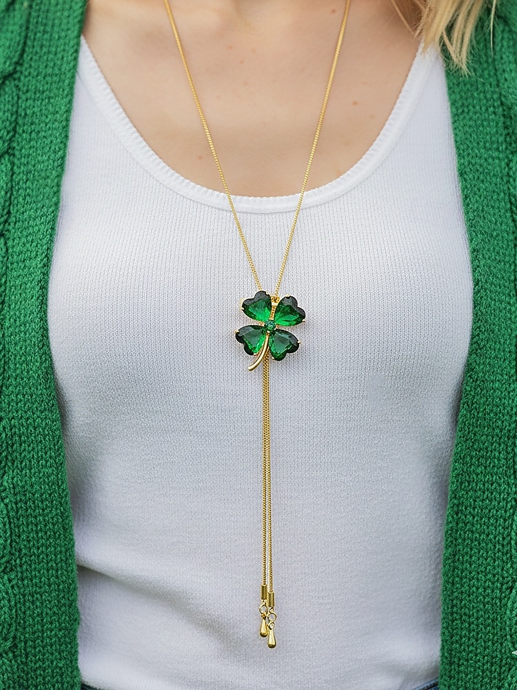 Женский кулон в виде зеленого клевера из сплава, трансформируемое ожерелье или брошь, идеально подходит для Дня Святого Патрика и для повседневной носки. 2026 - $11.99 –P2