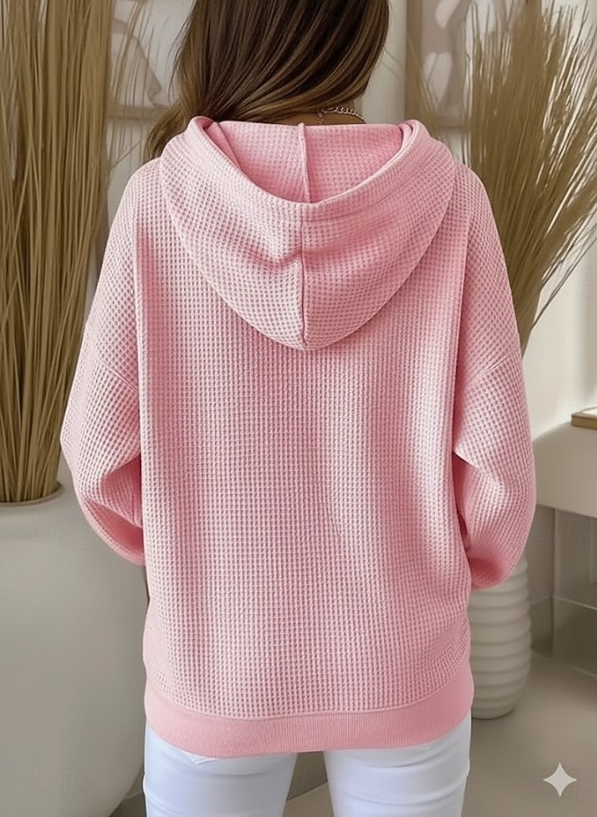 Women's Pullover Hoodie Sweatshirt Pocket Plain Casual Long Sleeve Hooded Regular Tops Blue Black White Pink Fuchsia Spring Fall Winter 2026 - $31.99 –P2