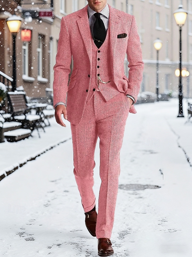 Per uomo Blazer+Gilet+Pantaloni eleganti Blazer Affari Lavoro Matrimonio Moda Streetwear Autunno Inverno Tergal Tinta unica 3 pezzi Monopetto Giacca Nero Champagne Rosa Borgogna del 2026 a $119.99 –P8