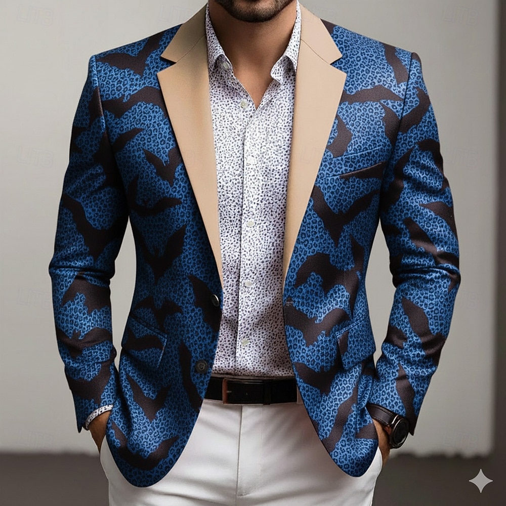 Ανδρικά Νυχτερίδα Μπουφάν μπλέιζερ Παλτό Μοντέρνα Άνετο Αναπνέει Καλλιτεχνικό Καθημερινό Causal Καθημερινά Βραδινό Ρούχα για Πάρτυ Τσέπη 3D εκτύπωση Κουμπιά Όλες οι εποχές Εγκοπή Μακρυμάνικο 2026 - $85.99 –P3