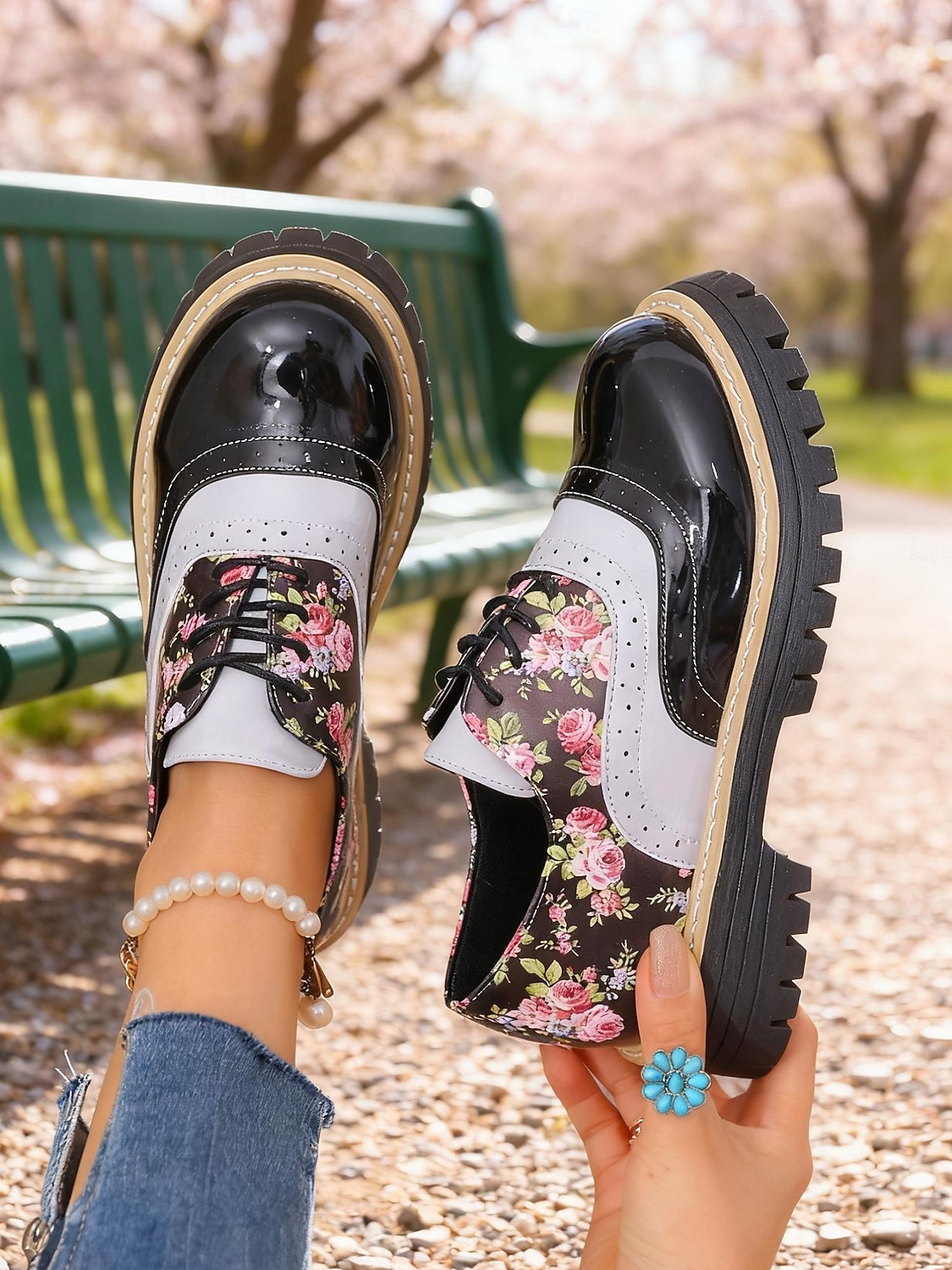 Γυναικεία vintage φλοράλ πλατφόρμες brogues της δεκαετίας του 1970 – ρετρό λουστρίνι με κορδόνια από συνθετικό δέρμα για casual εξόδους, street style και καθημερινή χρήση 2026 - $32.99 –P3