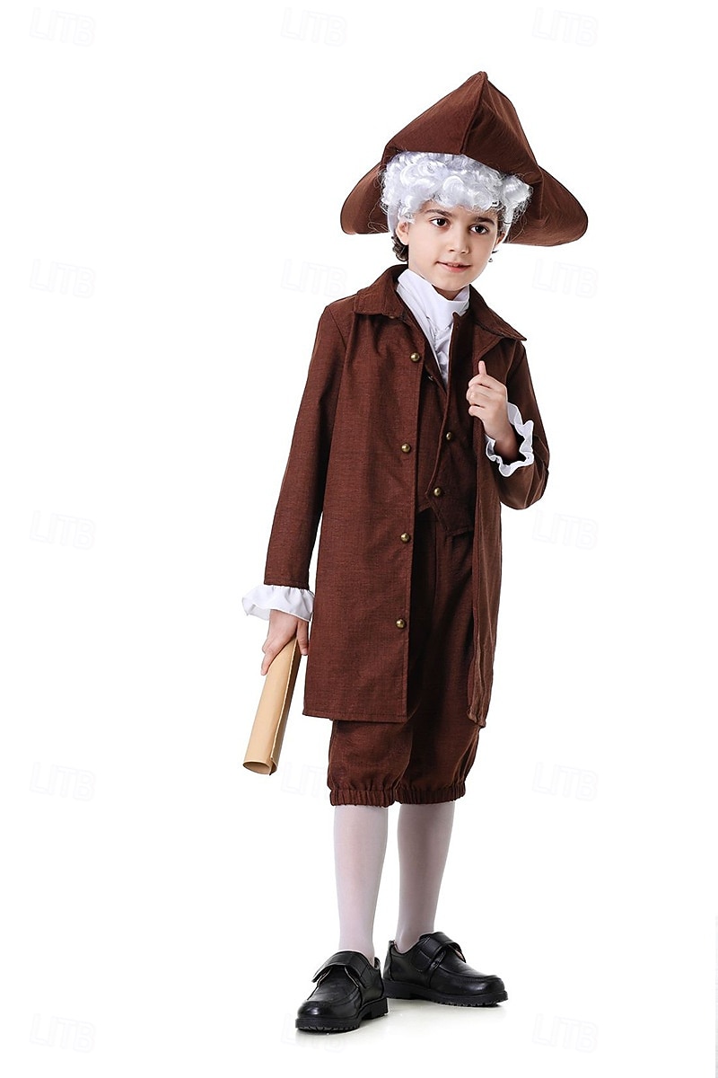 250e jubileum VS Rococo Barok Outfits Lange Mouwen George Washington Koloniaal Onafhankelijkheidsoorlog Kostuum Jongens Carnaval Independence Day 4 juli Kinderen Jas Broeken Kraag 2026 - $46.99 –P2