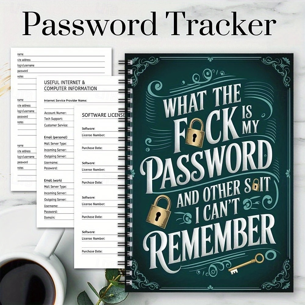Spiral Password Notebook - Secure Password Organizer with Lock Design, for Home Office, Internet, Computer, Scrapbooking - Password Keeper Journal with Spiral Binding - Ideal for Passwords, Login 2026 - $14.39 –P7