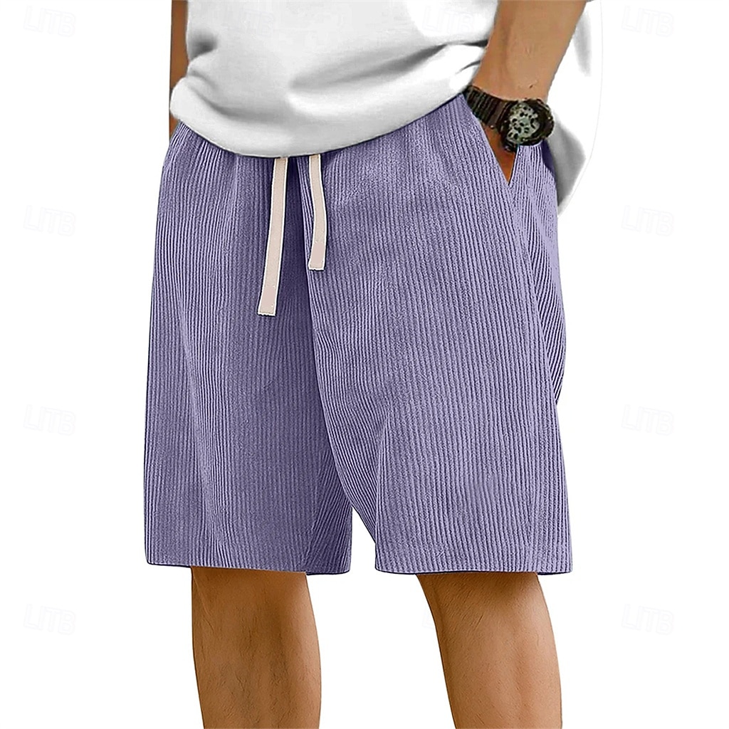 Per uomo Pantaloncini Estivi Shorts da Spiaggia Pantaloncini casual Pantaloncini di velluto a coste Coulisse Elastico in vita Tinta unica Comodità Lunghezza al ginocchio Quotidiano All'aperto del 2026 a $17.99 –P8