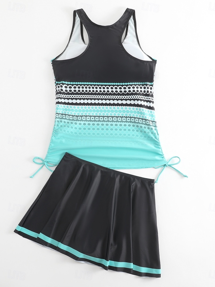 Γυναικείο Μαγιό Ταγκίνι 2 Τεμαχίων Φούστα Έλεγχος Κοιλιάς Ψηλός Ορθοστάτης Σλιμ Ανοιχτή Πλάτη Διακοπές Παραλία Φορέματα Σημαία Ράσβερ  U Λαιμός Αμάνικο 2026 - $33.99 –P13