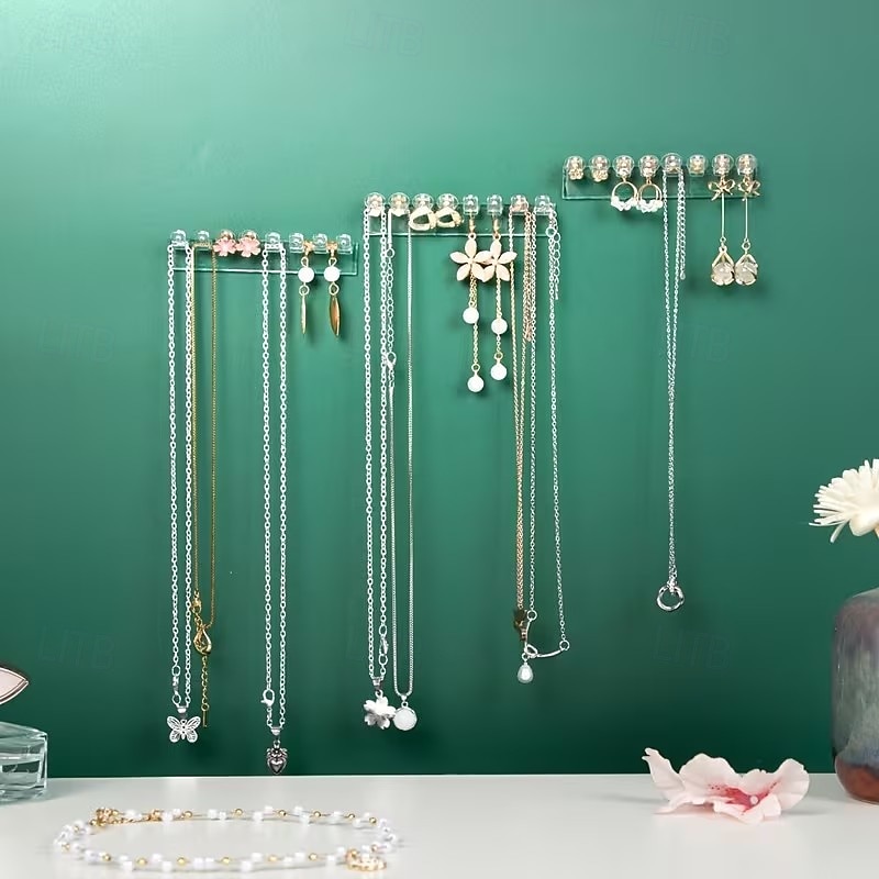 12 buc suport de depozitare bijuterii montat pe perete, simplu, transparent, pentru cercei, coliere, brățări, organizator, suport de depozitare pentru acasă, cadou de Ziua Îndrăgostiților 2026 - $13.49 –P4