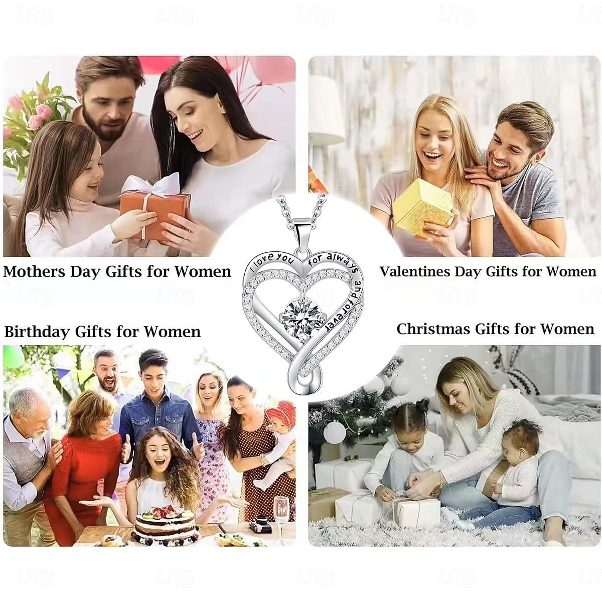 Náhrdelník "To My Love", náhrdelník z nerezové oceli pro ženy, dřevěná světelná dárková krabička, dárek pro manželku ke dni matek, Valentýna, výročí svatby, laserově gravírovaný vícevrstvý přívěsek 2026 - $29.99 –P5