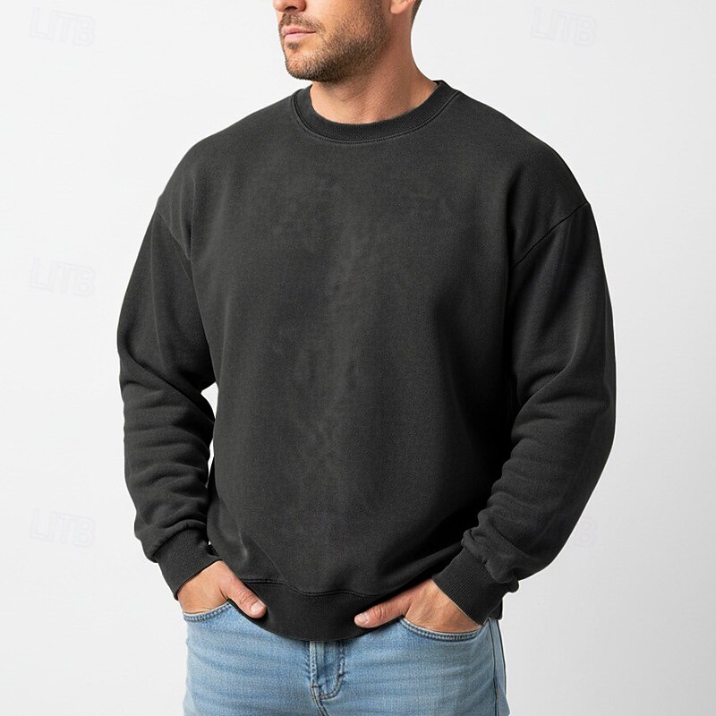 Hombre Sudadera Sudadera Con Capucha Negro Morado Verde Trébol Caqui Café Cuello Barco Cuello Mao Plano De Gran Tamaño Casual Diario Deporte Vintage Ropa de calle Fresco Primavera & Otoño Otoño 2026 - $24.99 –P4