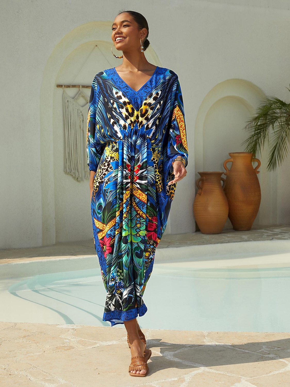 jungle wild party flowy chiffon leopard kaftan 2026 - $91.99 –P3