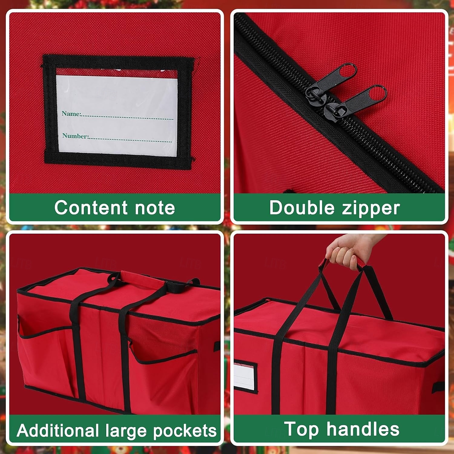 Vánoční dekorace, organizér, držák na ozdoby, úložný box na vesničku, úložný box na ozdobné koule, úložný box na vánoční dekorace 2026 - $38.99 –P5