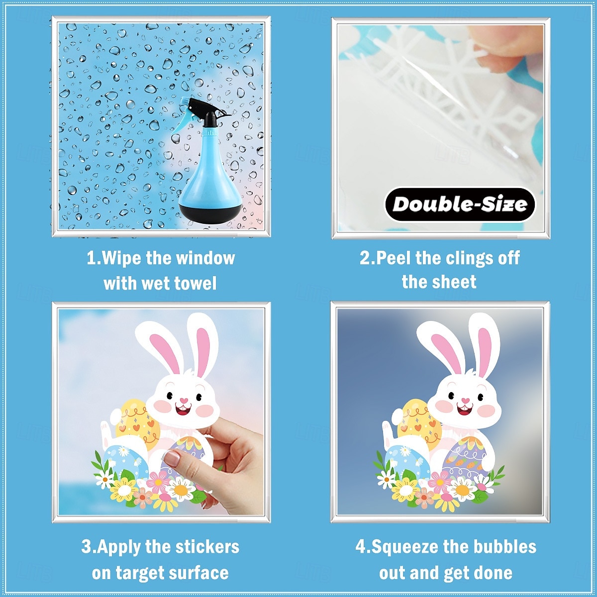 9 ark påskeklistremerker til vinduer, søt statisk klistremerke med kanin og egg til vinduer og glassutstillinger 2026 - $9.99 –P8