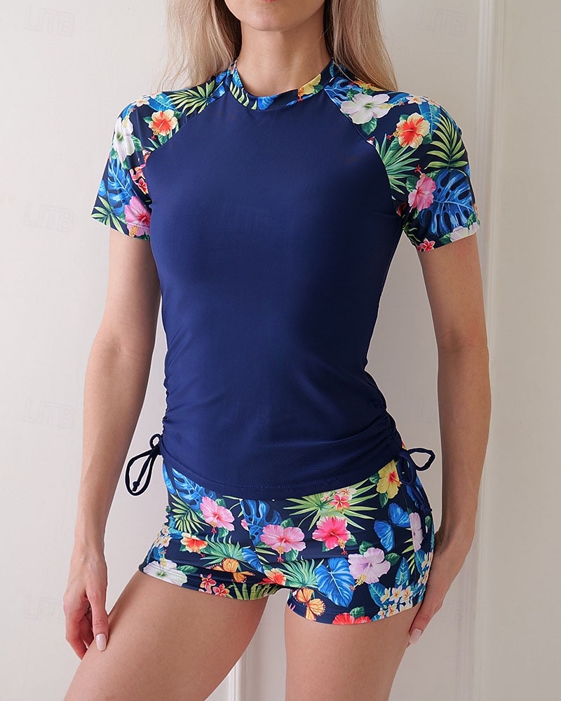 Γυναικεία Προστατευτικά Μαγιό με φλοράλ print Μαγιό Φλοράλ Πολύ Ελαφρύ (UL) Προστασία UV Ελαστικό Κοντομάνικο Μαγιό Σέρφινγκ Ψαροντούφεκο Καλοκαίρι 2026 - $20.99 –P1