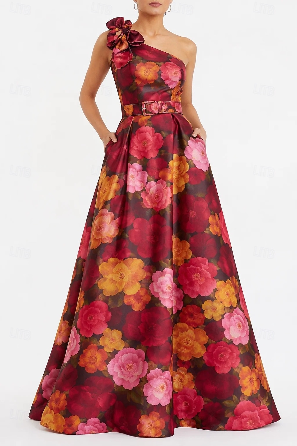 semi formal floor length dresses Rachael Black Velvet Pearl Embellished Gown main image 1