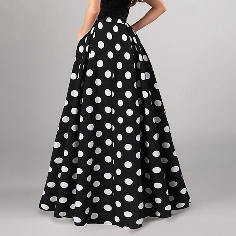 Femmes Mode Occasionnel Maxi Taille haute Jupes À pois Avec Poches Micro-Élastique Quotidien Rue Noir Rouge Bleu de minuit Été de 2026 ? $27.99 –P3