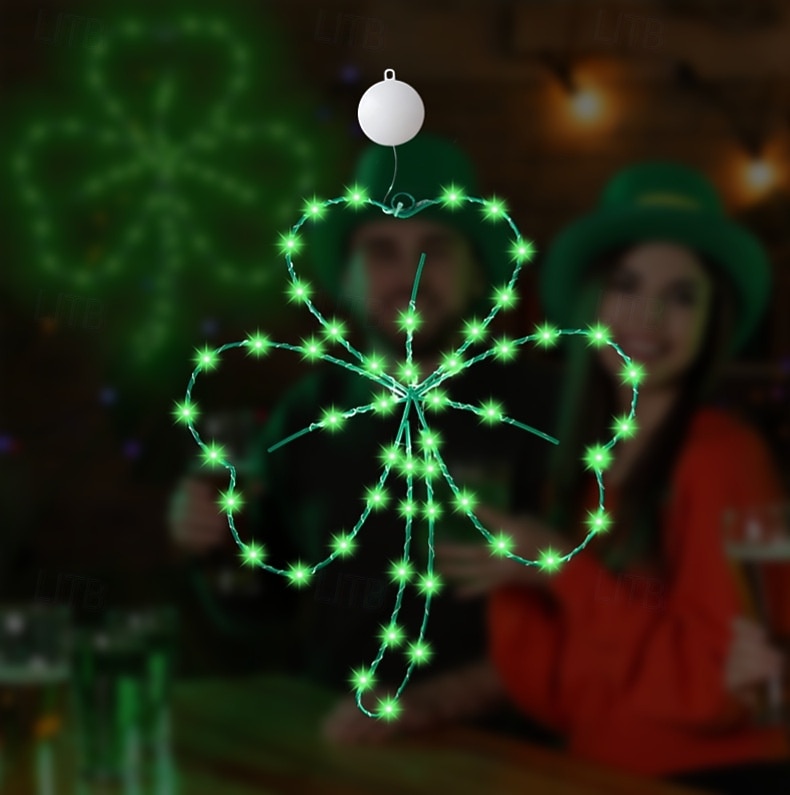 Szent Patrik-napi ír lóhere fű ablaklámpa AAA elemes beltéri erkély hálószoba nappali étkező fali dekoráció lámpa 35cm/13.78inch 2026 - $16.49 –P1