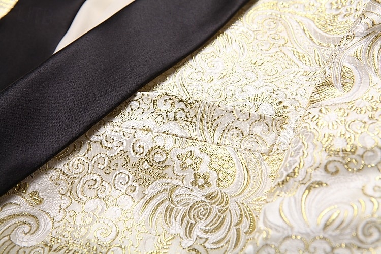 Men's Blazer Jacket Shawl Collar Fashion Party Luxury Paisley Jacquard Blazer Red Beige Tailored Fit Single Breasted One-button 2026 - $117.99 –P11