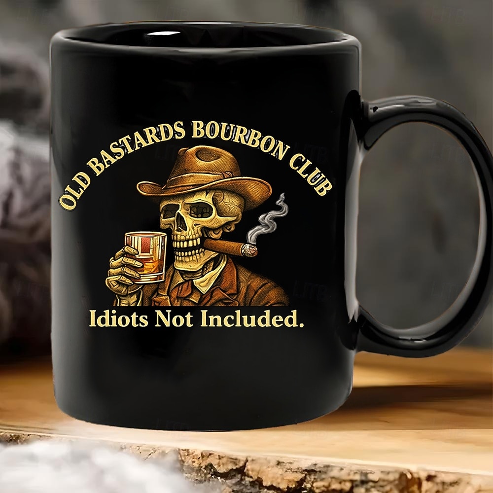 Old Bastards Bourbon Club-mugg, "Bourbon fixar nästan allt – idioter ingår inte" whiskymugg, vintage bourbonälskare-gåva 2026 - $16.99 –P3