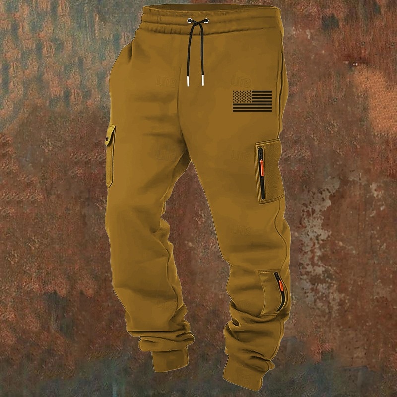 Hombre Pantalones cargo Pantalones de Deporte Persona que practica jogging Pantalones Correa Bolsillo Cintura elástica Bandera estadounidense de los Estados Unidos Comodidad Transpirable Casual 2026 - $26.99 –P9