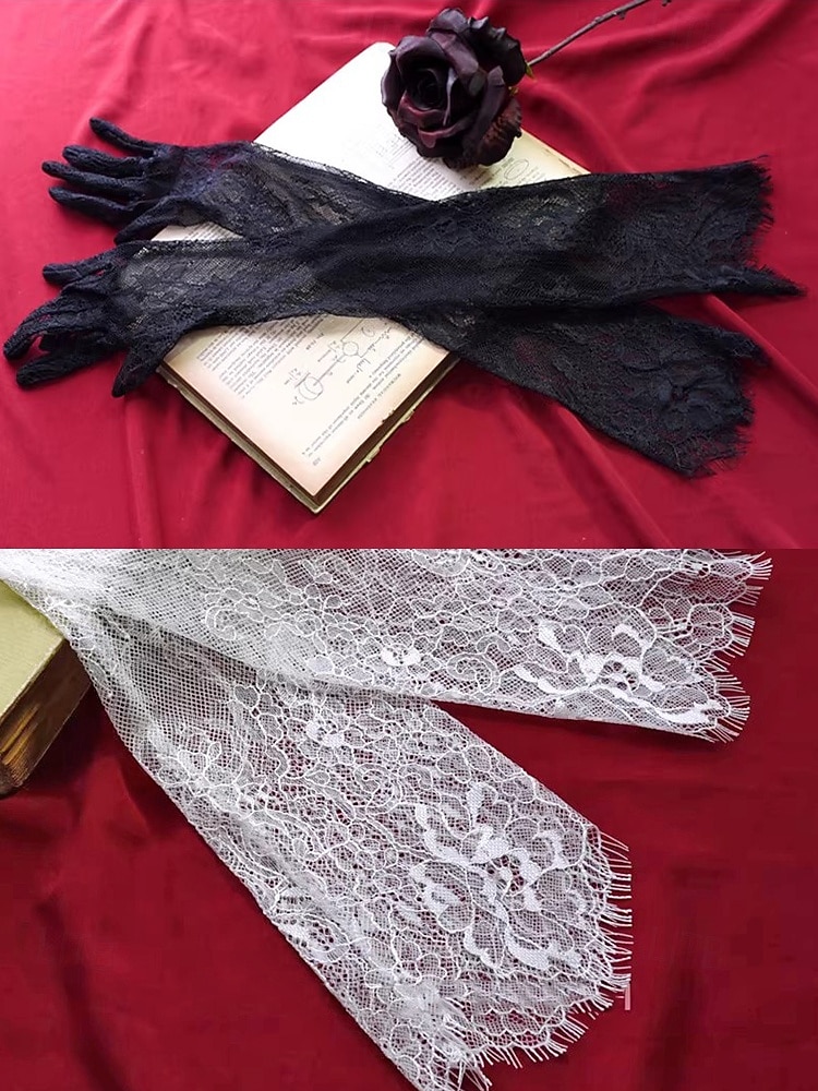 2026年 ウィメンズ マルディグラ レース グローブ、ブラックとホワイトあり、エlegantなデザイン カーニバル、仮面舞踏会、結婚式に最適  コレクション – $11.99 –P12