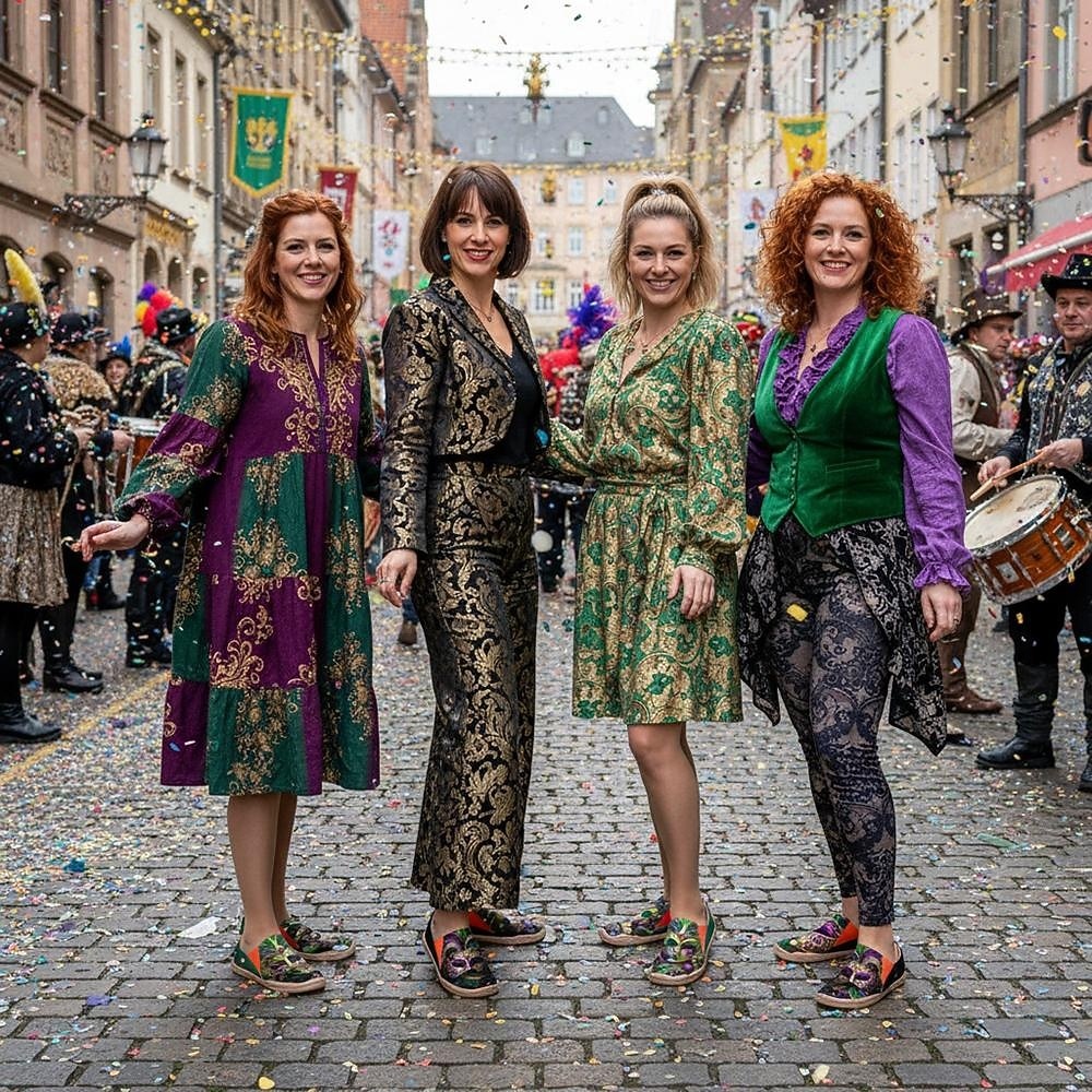 Scarpe Slip-On in Tela con Stampa di Maschere da Carnevale da Donna per Mardi Gras - Calzature Festive e Leggere con Vestibilità Larga per Parate Celebrazioni in Strada Feste a Tema e Uscite Estive del 2026 a $54.99 –P3