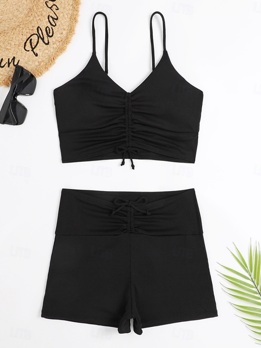 Tankini 2 Pezzi Costume da Bagno per Donna Arricciato Shorts Controllo Pancia Vita Alta Slim Schiena Nuda Abbigliamento da Spiaggia in Vacanza Grafica Floreale V Collo Senza Maniche Costumi da Bagno del 2026 a $24.99 –P8