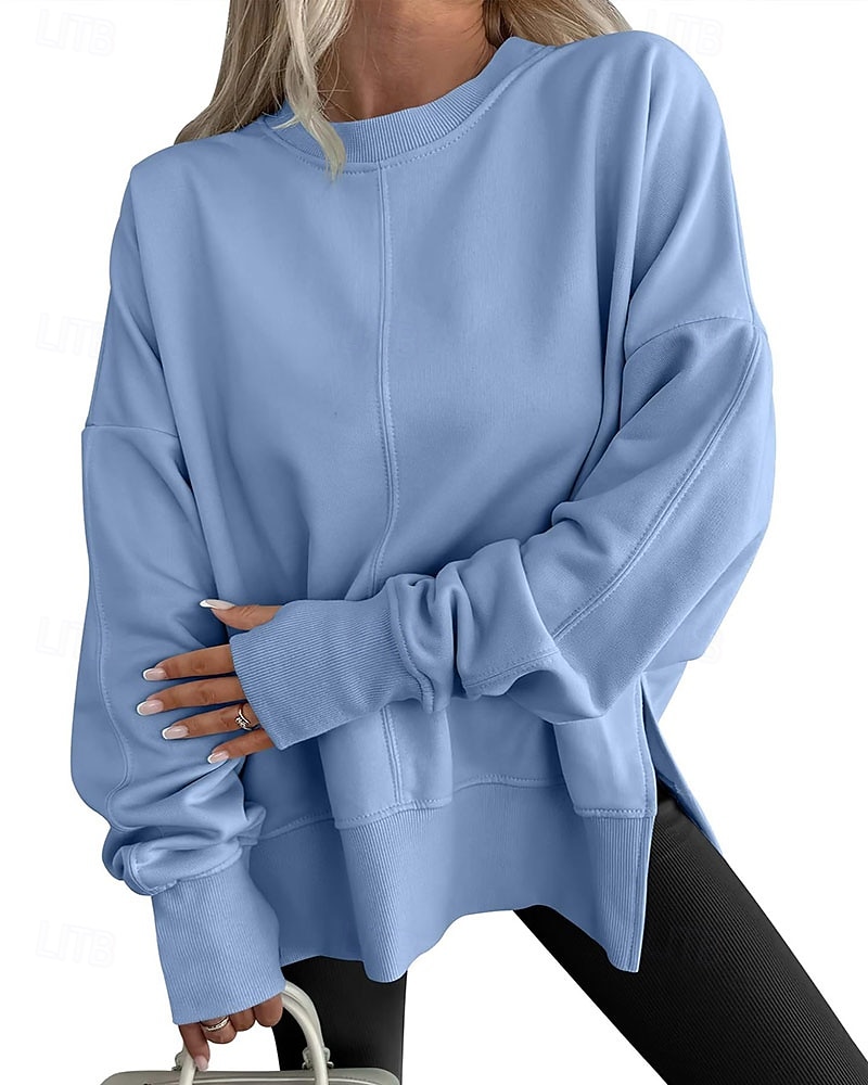 Femmes Sweatshirt Pull Patchwork Uni Occasionnel manche longue Col rond Hauts Réguliers Tenue Quotidienne Fête Sortir Bleu Noir Blanche Vert Grise Printemps Automne Hiver de 2026 ? $36.99 –P1