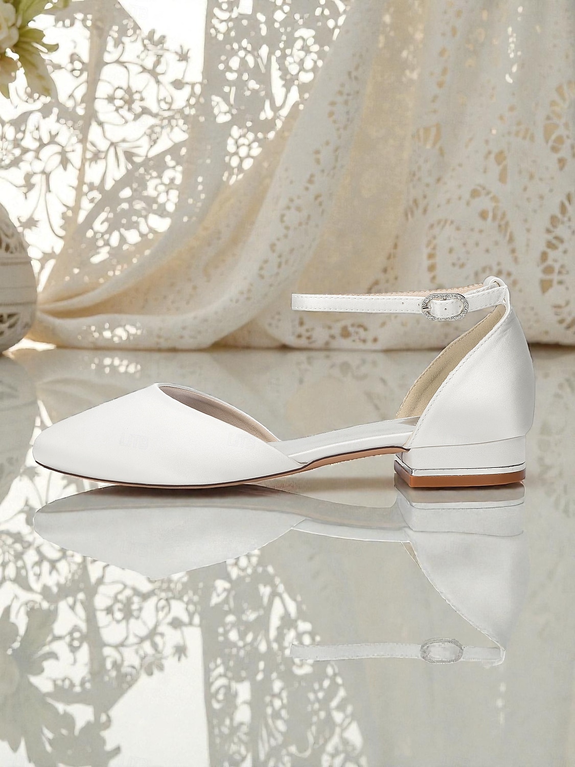 décolleté da donna con tacco basso e cinturino alla caviglia in raso bordeaux - eleganti scarpe da sera minimaliste per la mamma della sposa, matrimonio chic in città &eventi formali del 2026 a $59.99 –P5