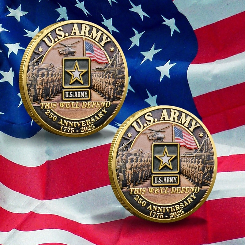 Moneta commemorativa dell'Esercito degli Stati Uniti – Moneta da sfida per il 250° anniversario collezionabile militare Aquila Americana souvenir in metallo doppio lato per veterani regalo del 2026 a $15.99 –P5