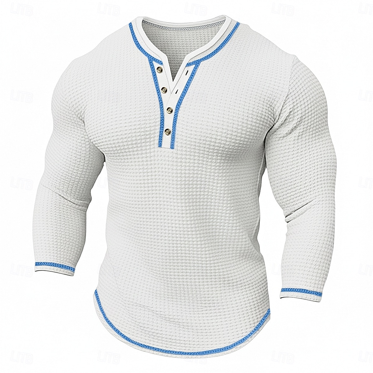 Homens Camiseta Camisa Waffle Henley Camisa Henley T-shirt Manga Longa Decote V Henley Primavera & Outono Todas as Estações Bloco de cor Moda Designer Básico Patchwork duas peças falsas Casual Férias de 2026 por $17.99 –P3