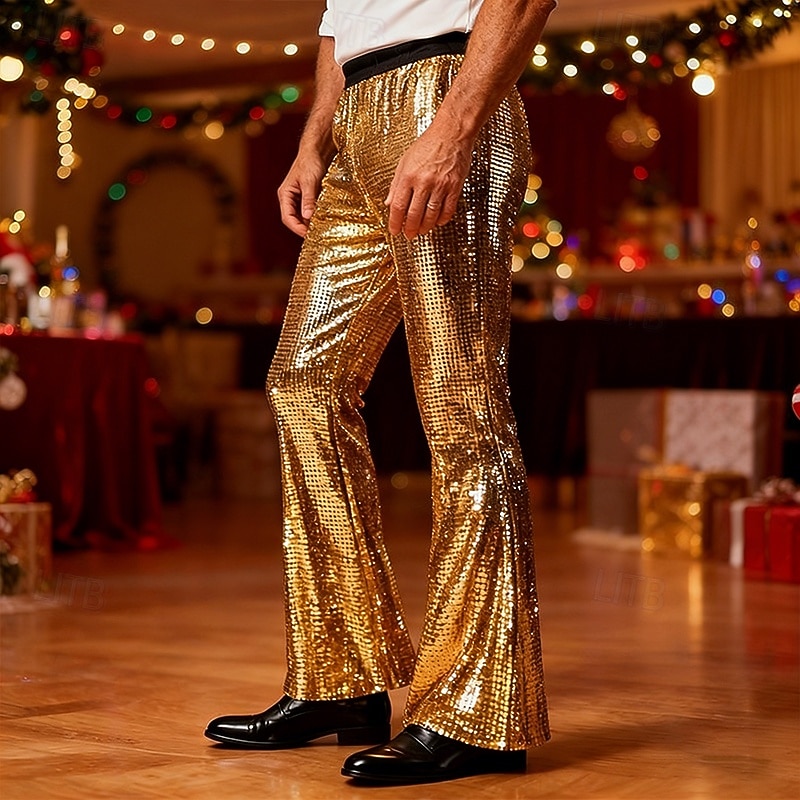 Per uomo Pantaloni Pantaloni Eleganti Pantaloni a Zampa Tasca Bottoni Semplice Comodità Feste Palcoscenico Moda Stile Classico Rosso Oro Micro-elastico del 2026 a $33.99 –P1