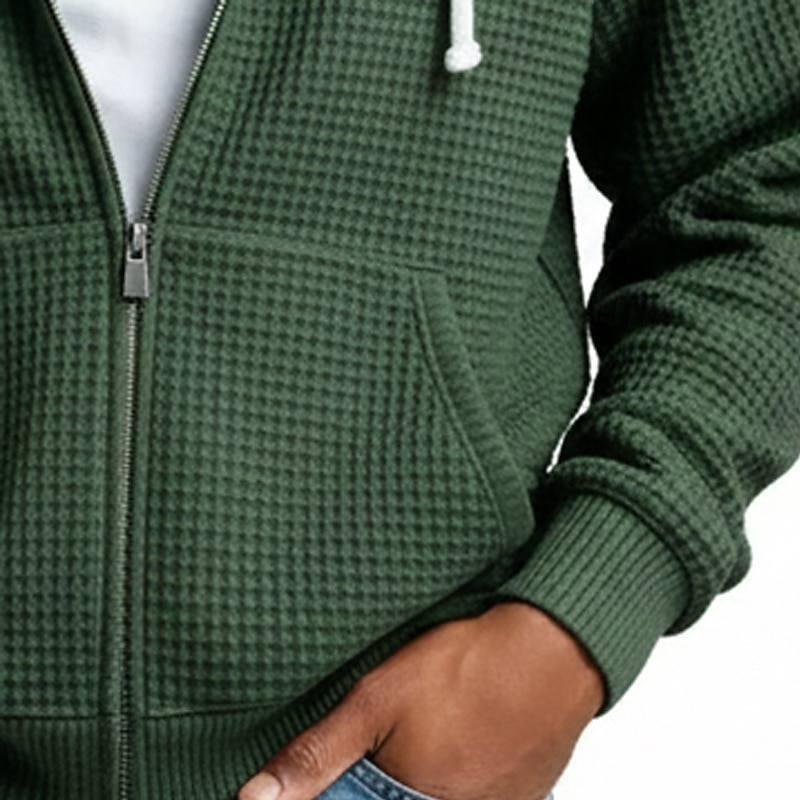 Herr Huvtröja Huvtröja med dragkedja Våffla hoodies Ljusgrå Huva Slät Dragkedja Strukturerad Ledigt Dagligen Sport & Utomhus Streetwear Häftig Sportkläder Vår & Höst Kläder Pull Tröjor Långärmad Lös 2026 - $28.99 –P11