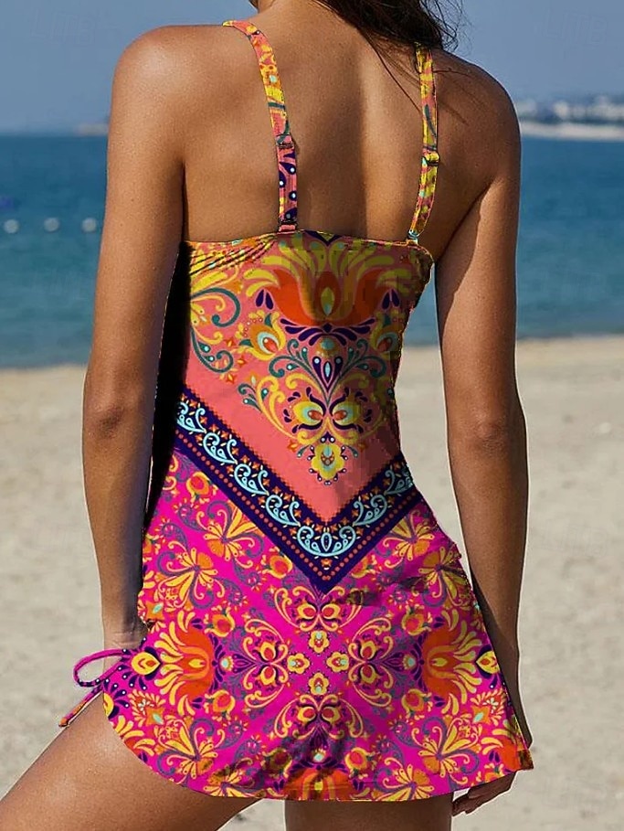 Γυναικεία Μαγιό τανκίνι Φούστα Μαγιό Κομψό Διακοπές Φλοράλ Γραφική Βουτιά Αμάνικο Μαγιό 2026 - $36.99 –P2