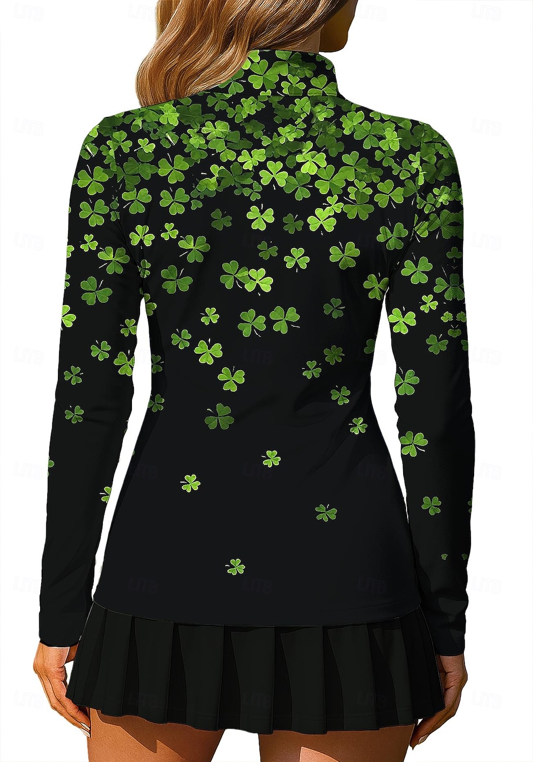 Saint Patrick Femmes Dégradé Trèfle Sweat-shirt Sweat-shirt polo Hauts Chemise manche longue Fermeture éclair Imprimé Quart de zip UPF50+ Résistant aux UV Élastique Respirant Volley-ball Tennis Le de 2026 ? $25.99 –P2