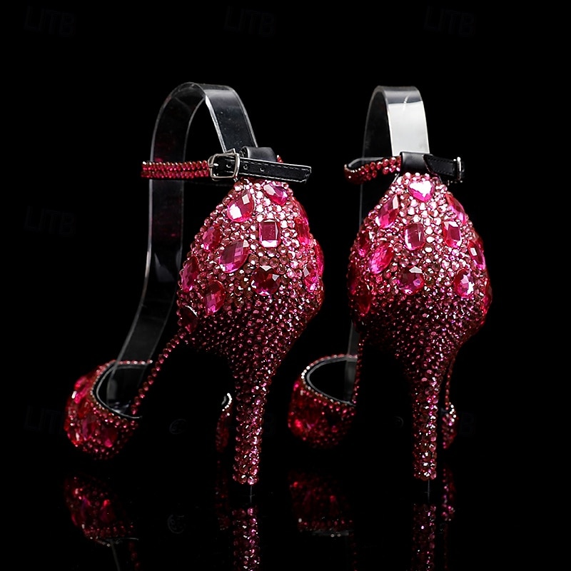 Damen Cocktail Club Party Strass Kristall Schnalle Stiletto Spitze Zehe Mode Niedlich luxuriös PU Schnalle Silber Rot orange Schwarz und Violett 2026 - $99.99 –P7