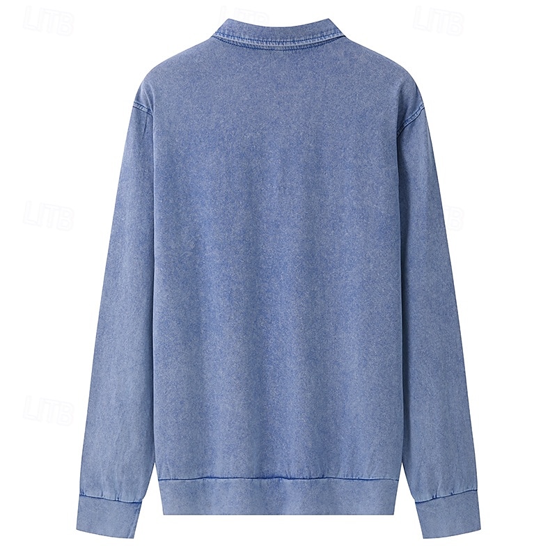 Ανδρικά Μπλουζάκια πόλο Πουκάμισο 100% Cotton Acid Wash Κλασσικά Μακρυμάνικο Causal Αθλημα Ρούχα Γυμναστικής Αναπνέει Μαλακή Πόρπη Πλύσιμο με οξύ Πλύνθηκε σε στυλ vintage Συμπαγές Χρώμα Θαλασσί Μαύρο 2026 - $31.99 –P7