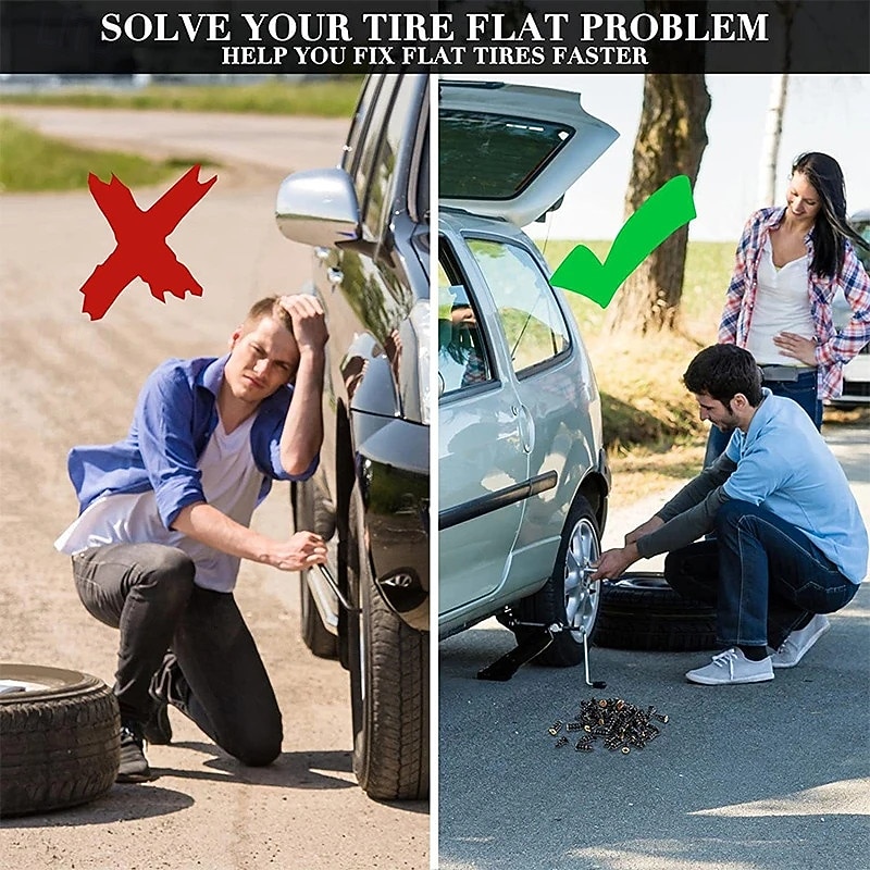 30Pcs Car Motorcycle Vacuum Tyre Repair Nails Truck Scooter Bike Tire Puncture Repair Tubeless Tools Rubber Metal Accessories  (15L&15S) 2026 - $12.99 –P5