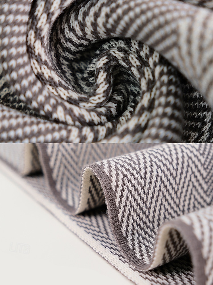 мужской вязаный шарф с узором «ёлочка» — мягкий и стильный, многоцветный, идеально подходит для зимы и повседневной носки 2026 - $14.99 –P7