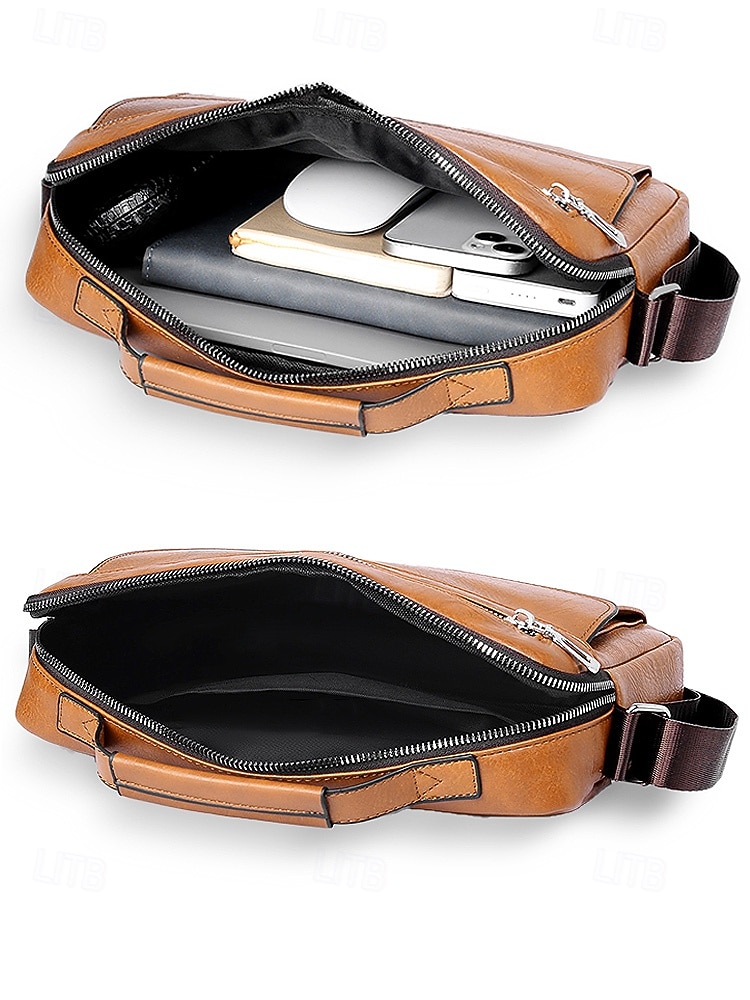 borsa a tracolla da uomo in similpelle, multitasche, grande capacità, elegante tracolla, disponibile in più colori del 2026 a $24.99 –P9