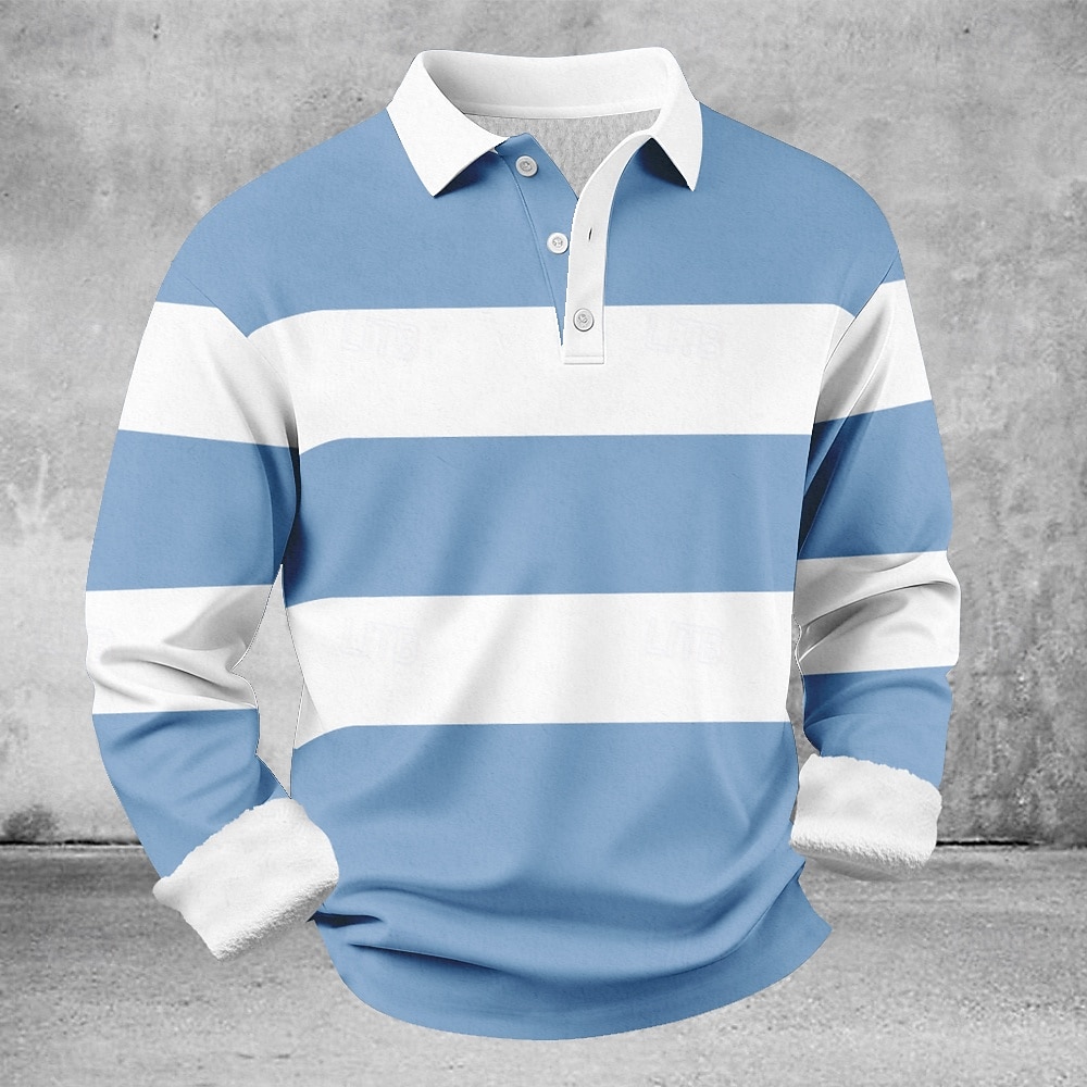 Ανδρικά Γεωμτερικό Οριζόντιες λωρίδες Μπλουζάκια πόλο Πουκάμισα Themmal Μακρυμάνικο Μπλουζάκια πόλο Πέτο Καθημερινό Ένδυση γυμναστικής και άθλησης Αργίες Καθημερινά Ρούχα 3D εκτύπωση 2026 - $25.99 –P1