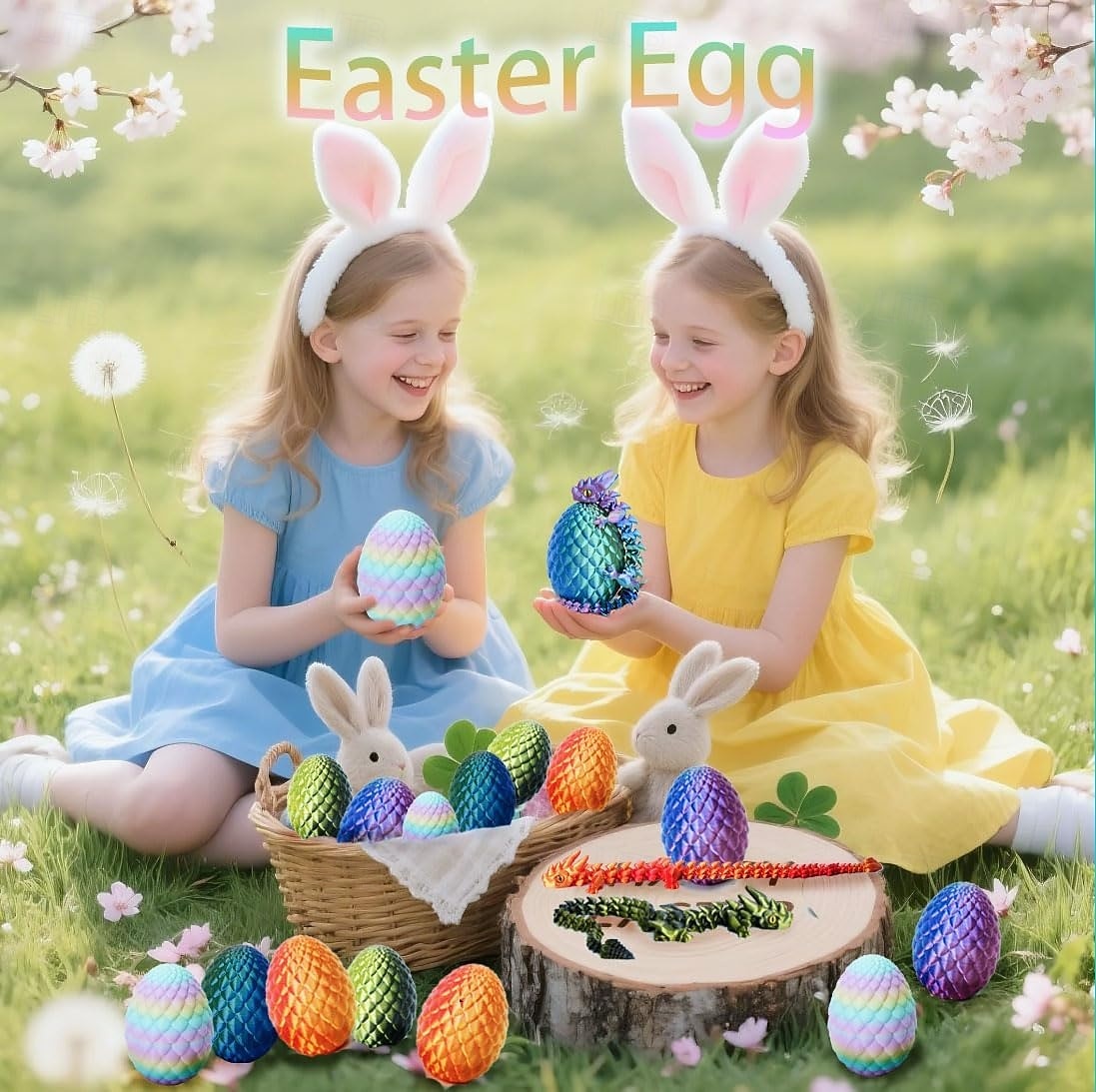 velikonoční 3D tištěná dračí vejce s drakem uvnitř, nezbytnosti do velikonočních košíků, náplně do velikonočních vajíček s tajemným krystalovým drakem, kloubová fidget zvířátka vytištěná 3D tištěnými 2026 - $16.99 –P4