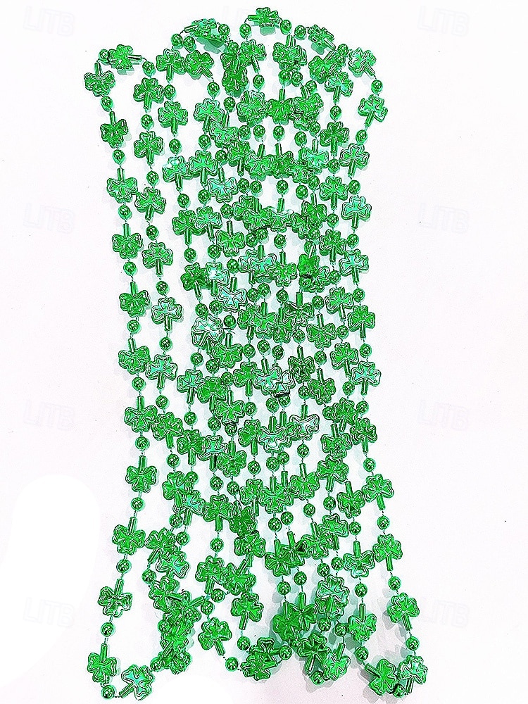 női többrészes Szent Patrik-napi nyaklánckészlet, zöld lóhere gyöngyös réteges nyakláncok, műanyag, többféle stílusú kombinált csomag, ünnepi ír partikellékek nőknek 2026 - $11.99 –P9